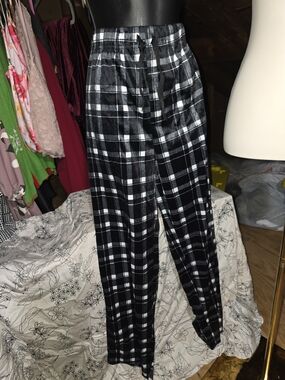 Black and White Plaid Drawstring Lounge Pants/Pijamas